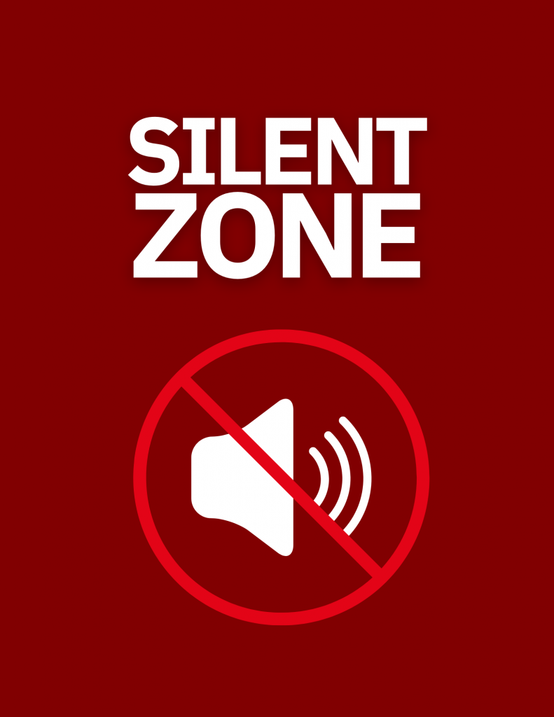 silent zone image with an image of speaker with a circle cross on it. 